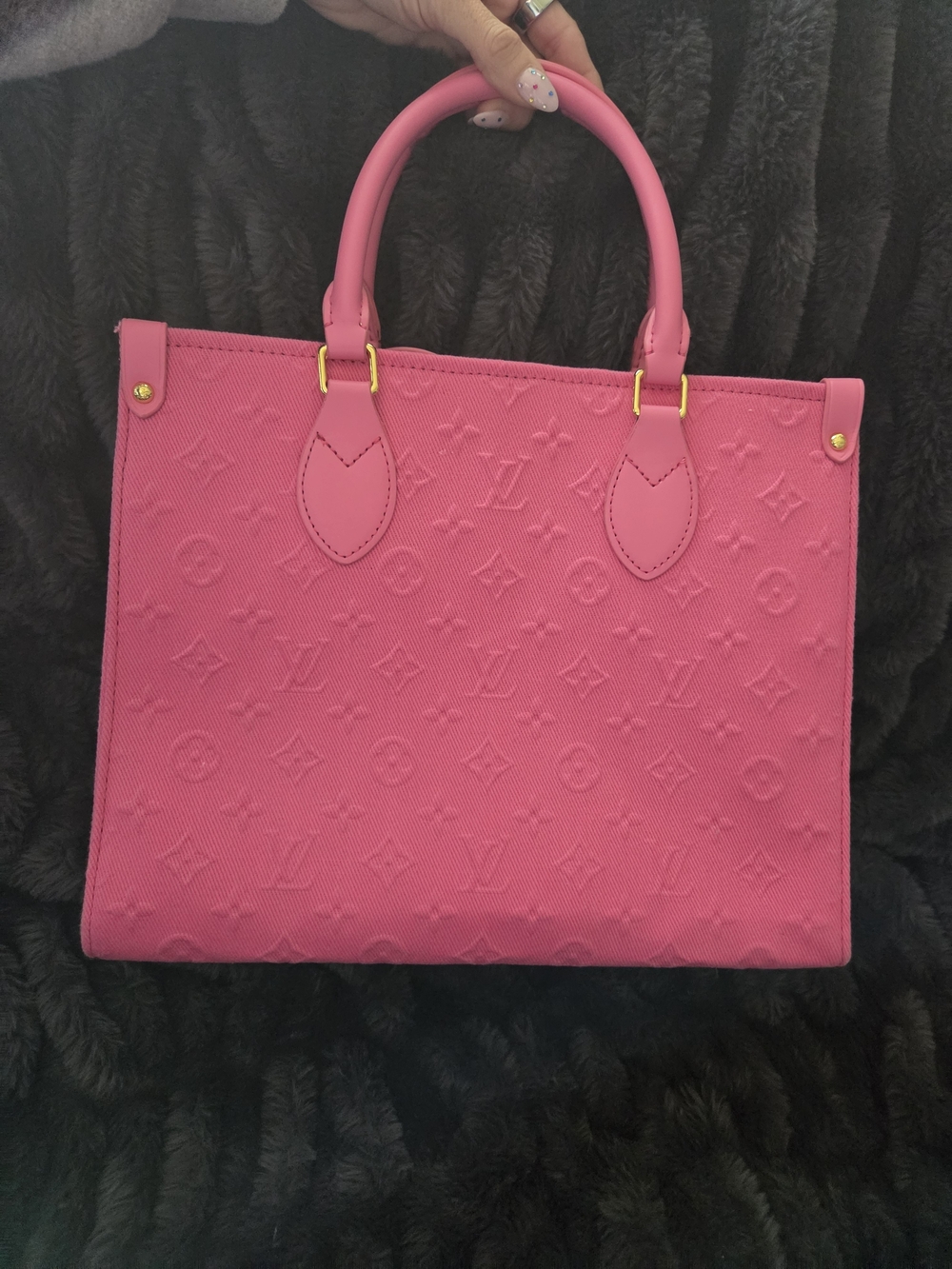 Neon Pink Embossed Tote With 2 Strap Options